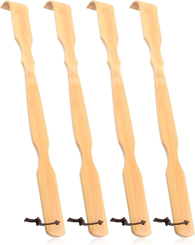 Renook Wooden Bamboo Back Scratcher, 4 PCS 17